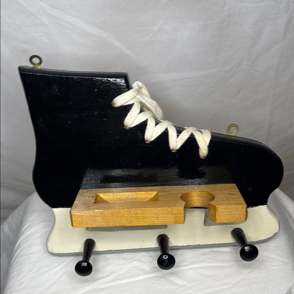 Black Ice Skate Wall Hook hockey decor